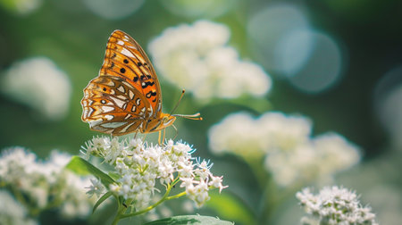 butterfly on flowers. Beautiful image in nature of monarch butterflyの素材
