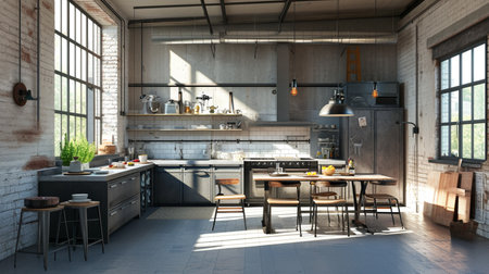 Kitchen in loft, Industrial styleの素材