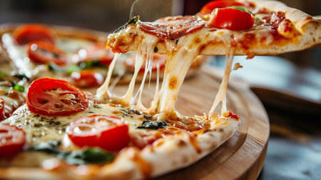 Slice of hot pizza large cheese lunchの素材