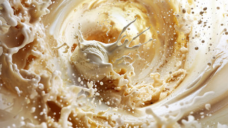 Explosion of ice cream, in a swirling tornadoの素材