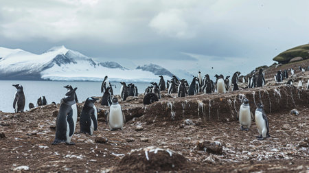 Arctic daytime landscape showing white icebergs floating in the oceanの素材