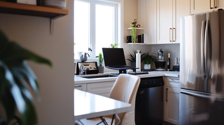 Interior of kitchen and desk spaceの素材