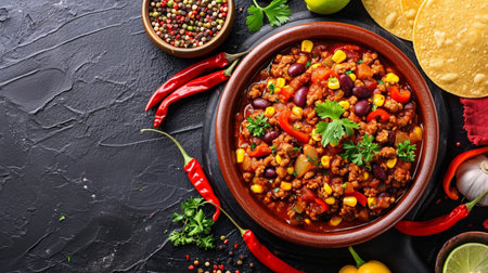 Chili con carne, traditional dish of mexican cuisineの素材