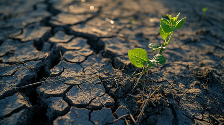 global warming. Dried lake and river on summer, Water crisis and Climate change or drought conceptの素材