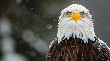 Close up portrait of a surprised bald eagleの素材