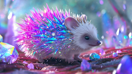 A hedgehog like creature with quills that sparkle like gemstonesの素材