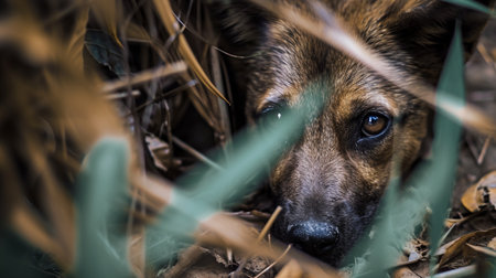 Homeless abandoned stray dog ââwith very sad smart eyesの素材