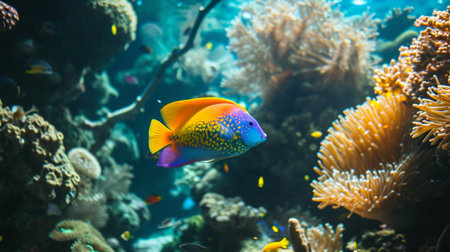 Underwater world. Coral reef and fishesの素材