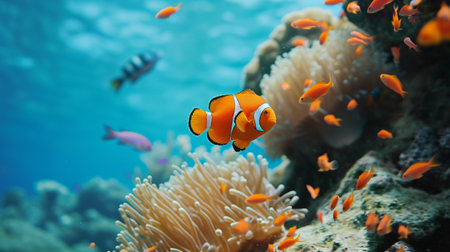 Underwater world. Coral reef and fishesの素材