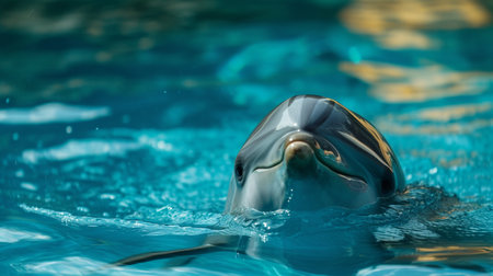 Dolphin Look, closeup in the blue waterの素材