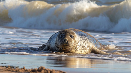 Environmental Tragedy. A Grey Seal at Horsey Beachの素材