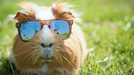 guinea pig portrait in sunglassesの素材