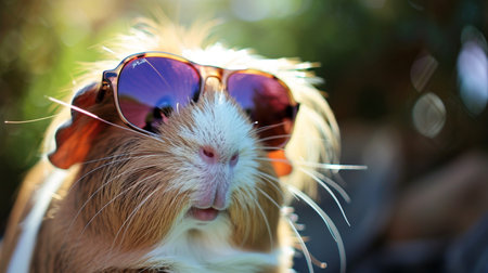 guinea pig portrait in sunglassesの素材