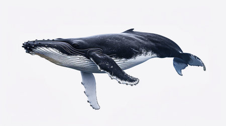 Humpback whale on an isolated white backgroundの素材