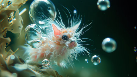 A water-dwelling creature resembling a mix between a kitten and a fishの素材