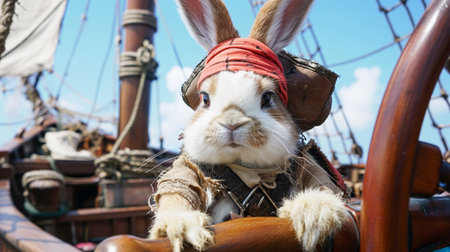 cute rabbit pirate black glassesの素材