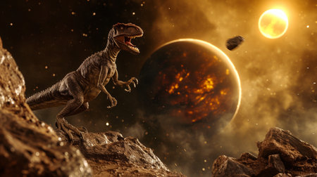 SVelociraptor sees incoming asteroid, fantasyの素材
