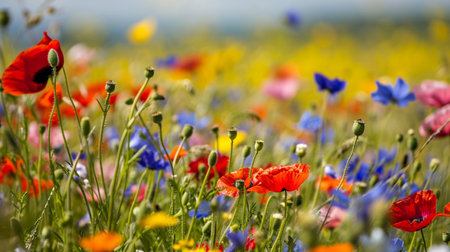 Blumenwiese, Beautiful cosmos flowers blooming in gardenの素材
