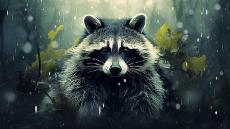 water color painting style of full body potrait of racoonの素材