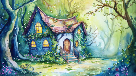 beautiful Fairy House Watercolor Fantasyの素材