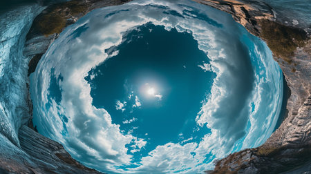 Beautiful blue sky with some clouds during summer on a nice day. Generative AIの素材