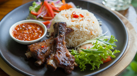Kebuli rice with Roasted Ribs cooked using mutton broth, goat's milk, and gheeの素材