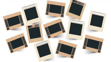 Realistic Photo Templates with Shadows on white backgroundの素材