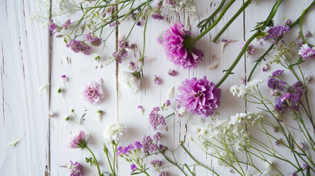 Background with fresh flowers, shabby chicの素材