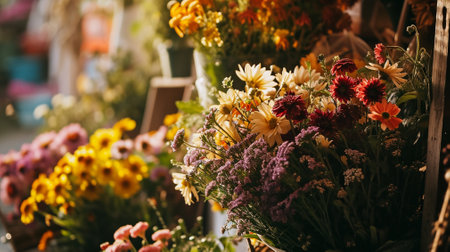 Tilt shot of fresh flower stand, Antique, Beauty, Beauty In Natureの素材