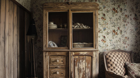 vintage wooden cupboard, shabby chicの素材