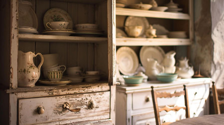 vintage wooden cupboard, shabby chicの素材