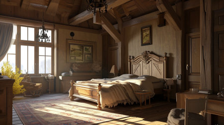 fantasy bedroom in wooden homeの素材