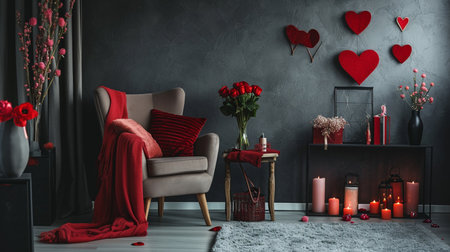 Room love modern interior have armchair and home decor for Valentine dayの素材