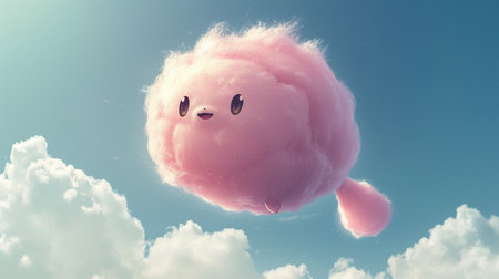 A fluffy, cloud like creature that floats gracefully through the skyの素材