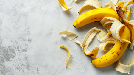 banana peel on the light gray background. Generative AIの素材