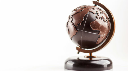 chocolate globe on globe holder isolated on white background. Chocolate Cake Day. Generative AIの素材