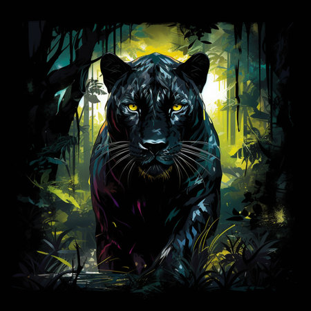 abstract paint black panther, black backgroundの素材