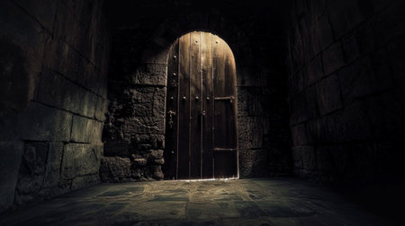 Ancient door of dark roomの素材