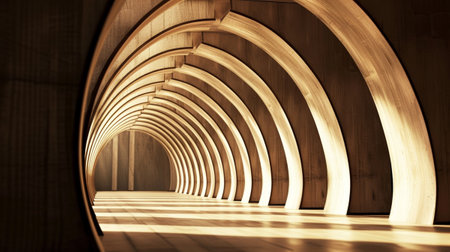 Abstract background, endless tunnel of wooden arches , Architectural Featureの素材