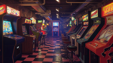 Realistic arcade game machine set with isolated front viewsの素材