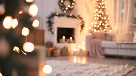 Blurred view of stylish Christmas room interiorの素材