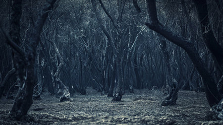 Dark wild wood background, mysterious place sceneryの素材