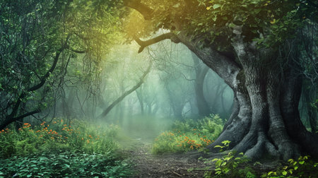Deep Forest. Fantasy Backdrop Concept Artの素材
