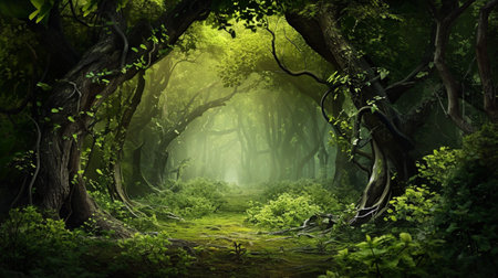 Deep Forest. Fantasy Backdrop Concept Artの素材