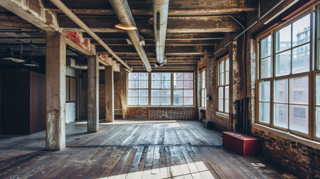 Empty loft apartment, industrial style, industrial interiorの素材