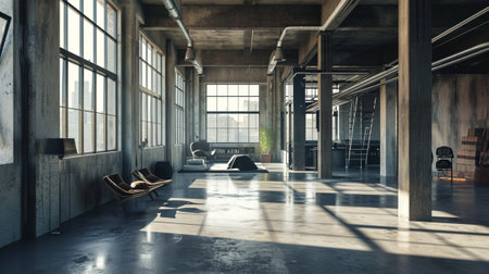 Empty loft apartment, industrial style, industrial interiorの素材