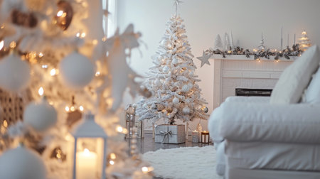 Christmas decoration in the house with white colorの素材