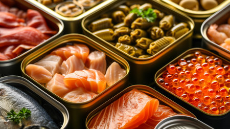 An assortment of processed food with long shelf lifeの素材