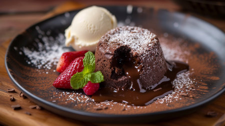 A rich and indulgent chocolate dessert, such as a molten lava cakeの素材