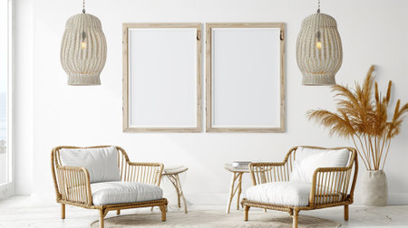 Mock up Coastal White Wall, White Framed Photo Mockupの素材